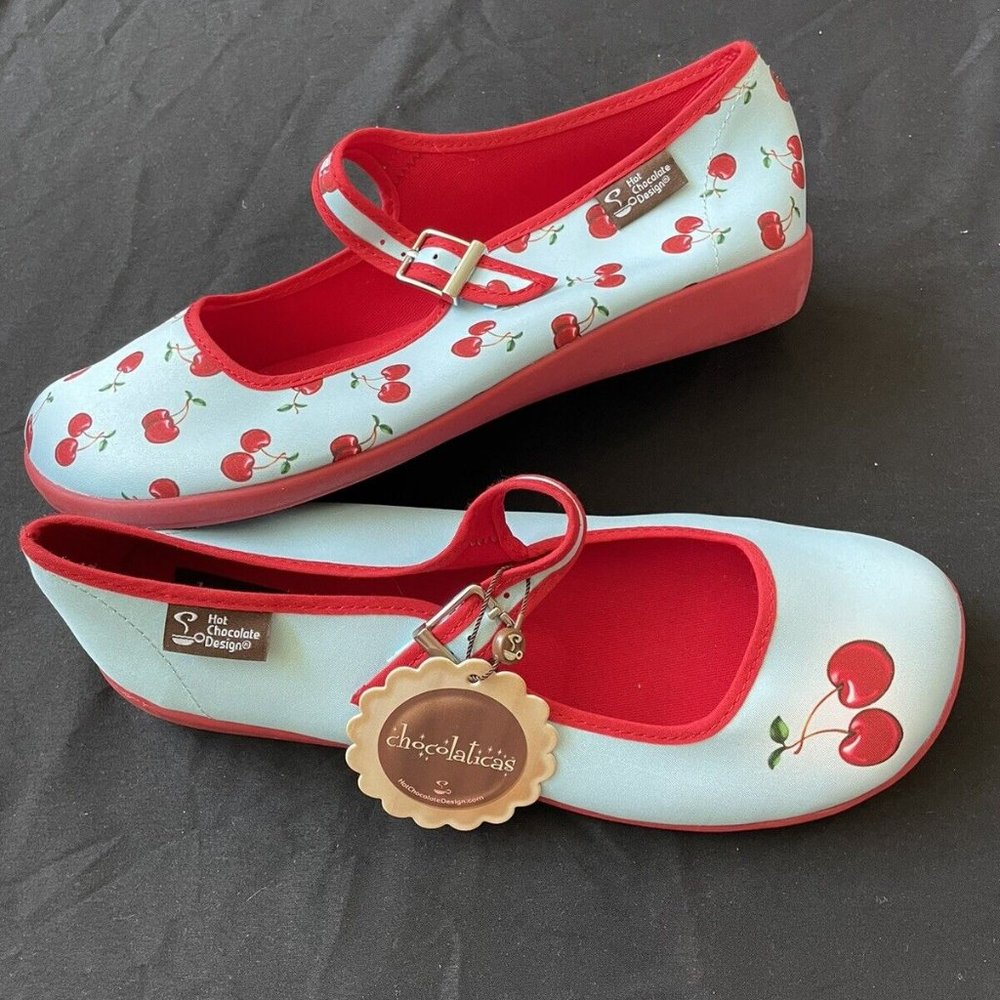Hot Chocolate Design Womens 39 (8.5-9) Cherry Flats Chocolaticas Mary Jane